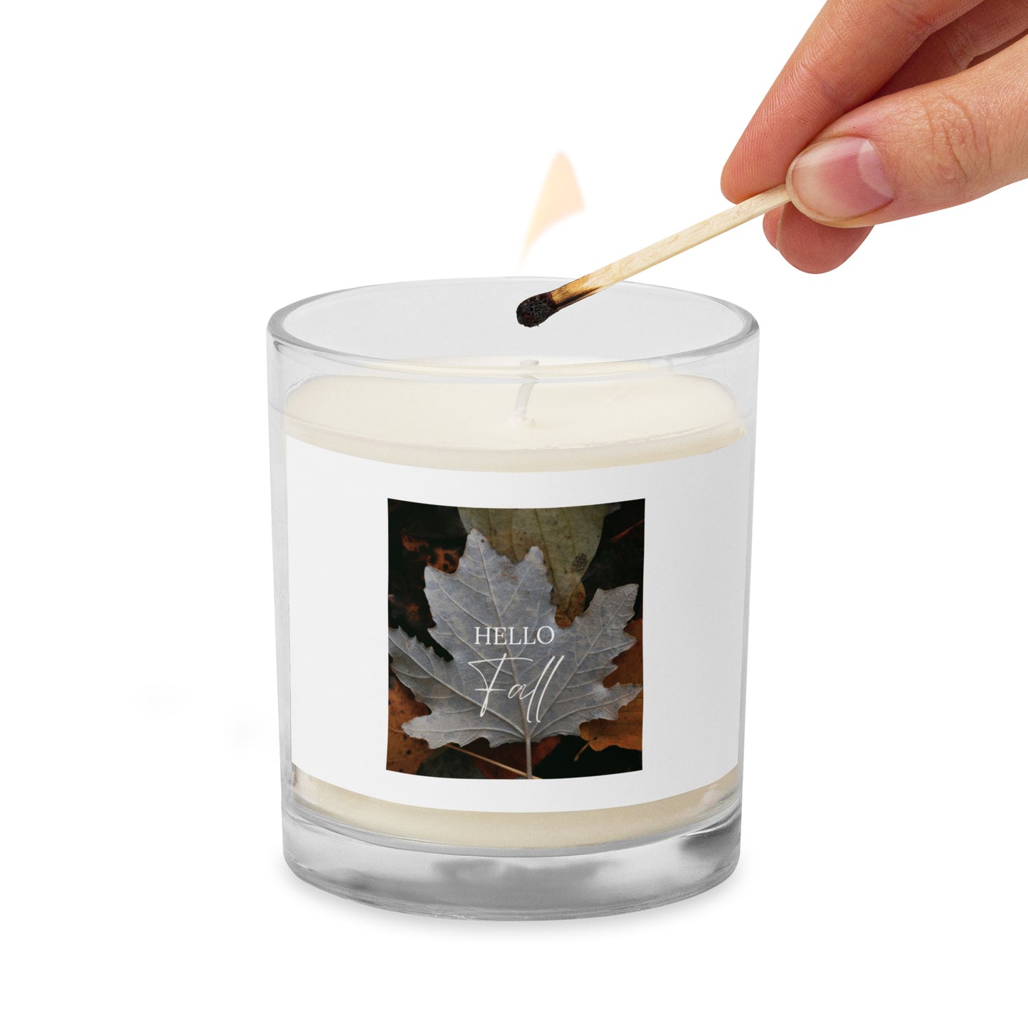 Glass jar soy wax candle HELLO FALL