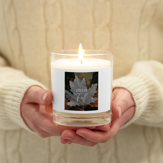 Glass jar soy wax candle HELLO FALL